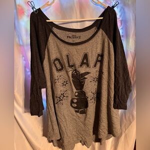 Disney Frozen II Olaf Raglan Shirt - Light Gray & Dark Gray